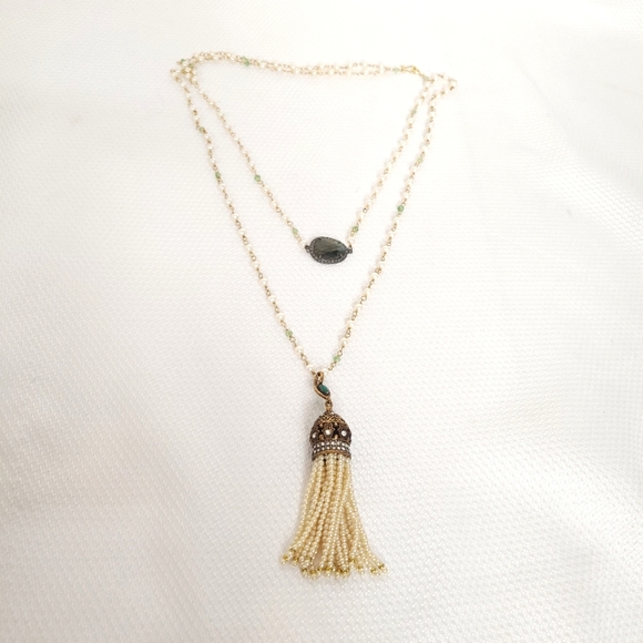 Lovely Ivory Rustic Beaded Tassel with Rhinestone, - Picture 2 of 15